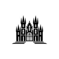 Gothic Castle Silhouette, Minimalist Emblem, Architecture vector