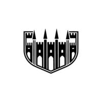 Gothic Shield Crest, Medieval Fortress Emblem, Protective Symbol vector