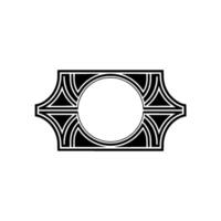 Geometric Deco Frame, Minimalist, Elegant Outline, Circular vector