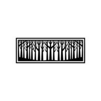 Stylized Forest Silhouette, Minimalist Black White, Trees vector