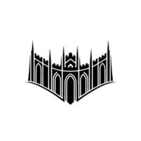 Gothic Fortress Silhouette, Minimalist Emblem - Architecture vector