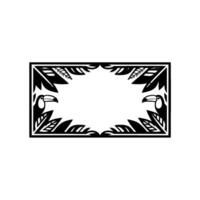 Tropical Frame, Toucan Silhouette, Botanical Border vector