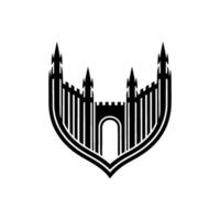 Gothic Archway Emblem, Shielded Fortress Silhouette vector