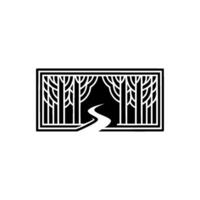Geometric Forest Path, Minimalist Black White Emblem vector