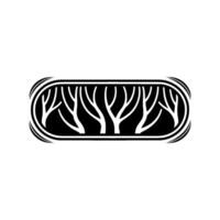 Abstract Tree Silhouette, Minimalist Emblem, Circular vector
