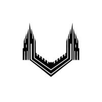 Gothic Fortress Silhouette, Minimalist Emblem, Geometric vector