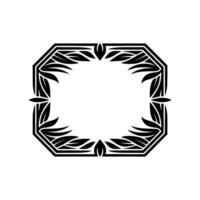 Geometric Deco Frame, Stylized Leaf Motif vector