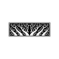 Stylized Tree Silhouette Border, Minimalist vector