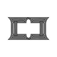 Geometric Deco Frame, Minimalist, Elegant Outline - Stylized vector