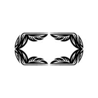 Tribal Frame, Stylized Leaf Border, Minimalist vector