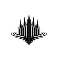 Gothic Citadel Silhouette, Abstract Wave vector