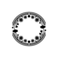 Geometric Floral Border, Minimalist, Circular Motif vector