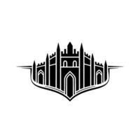 Gothic Cityscape Emblem, Vintage Silhouette vector