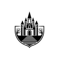 Gothic Castle Shield Emblem, Regal Symbol vector