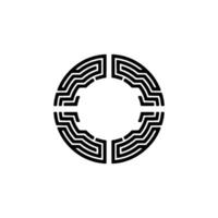 Intricate Circular Maze Emblem, Minimalist vector
