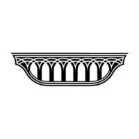 Intricate Gothic Arch Ornament, Black and White - Lineart vector