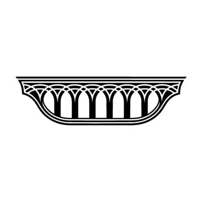 Intricate Gothic Arch Ornament, Black and White - Lineart