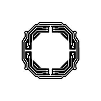 Geometric Circuit Frame, Minimalist Tech vector