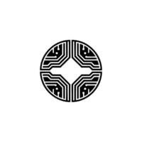 Geometric Circuit Emblem, Modern Tech Symbol vector