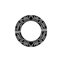 Geometric Circle Emblem, Stylized Asian Motif vector