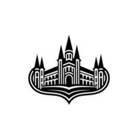 Gothic Castle Silhouette, Minimalist Emblem - Architecture vector