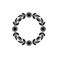 Stylized Sunflower Wreath, Minimalist vector