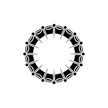 geométrico circulo emblema, minimalista, circular motivo, simetría - modelo vector