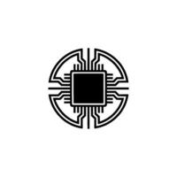 Minimalist Circuit Chip Emblem, Modern Tech vector