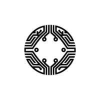 Circuitry Emblem, Minimalist Tech, Digital Connection vector