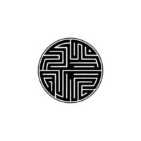 Circular Chinese Knot Symbol, Minimalist vector