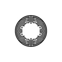 Intricate Circuit Mandala, Minimalist vector