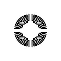 Geometric Circuit Mandala, Minimalist, Pattern vector