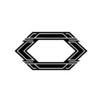 Geometric Hexagon Frame, Minimalist, Abstract - Monochrome vector