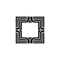 Geometric Deco Frame, Minimalist, Elegant Outline, Square vector