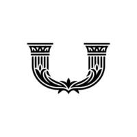 Elegant U Monogram, Classical, Vintage Style vector