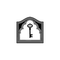 Intricate Key Within Ornate Frame Vintage Symbol vector