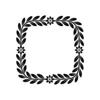 Elegant Botanical Square Frame, Black White vector