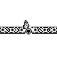 Intricate Floral Border with Butterfly Motif, Vintage Style vector