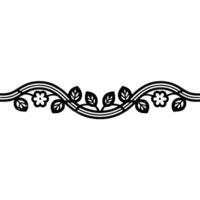 Elegant Floral Border, Vintage Style, Decorative Element, Lineart - Botanical vector