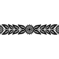 Stylized Floral Border, Black and White, Decorative Element, Leaf vector
