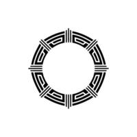 Geometric Circle Frame, Stylized Asian Motif, Minimalist vector