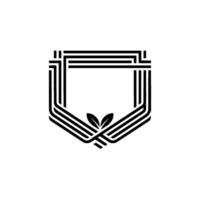 Geometric Shield with Leaf Motif, Minimalist vector
