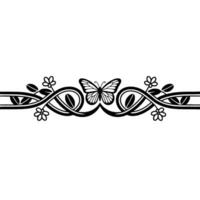Elegant Butterfly Vine Decorative Border, Vintage Style vector