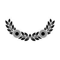 Stylized Laurel Wreath with Sunbursts Minimalist Emblem vector