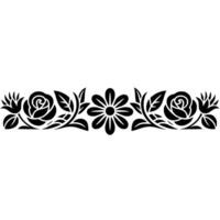 Intricate Floral Border, Stylized Black White - Decorative vector