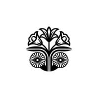 Japanese Blossom Crest Elegant Emblem vector