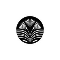 Geometric Floral Emblem, Minimalist, Circle vector