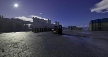 CGI Forklift operating in an industrial area video