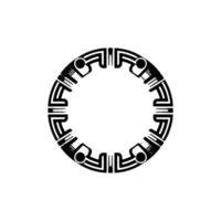 Geometric Tribal Circle, Minimalist, Abstract Pattern - Monochrome vector