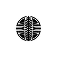 Geometric Fern Emblem, Minimalist Circular vector